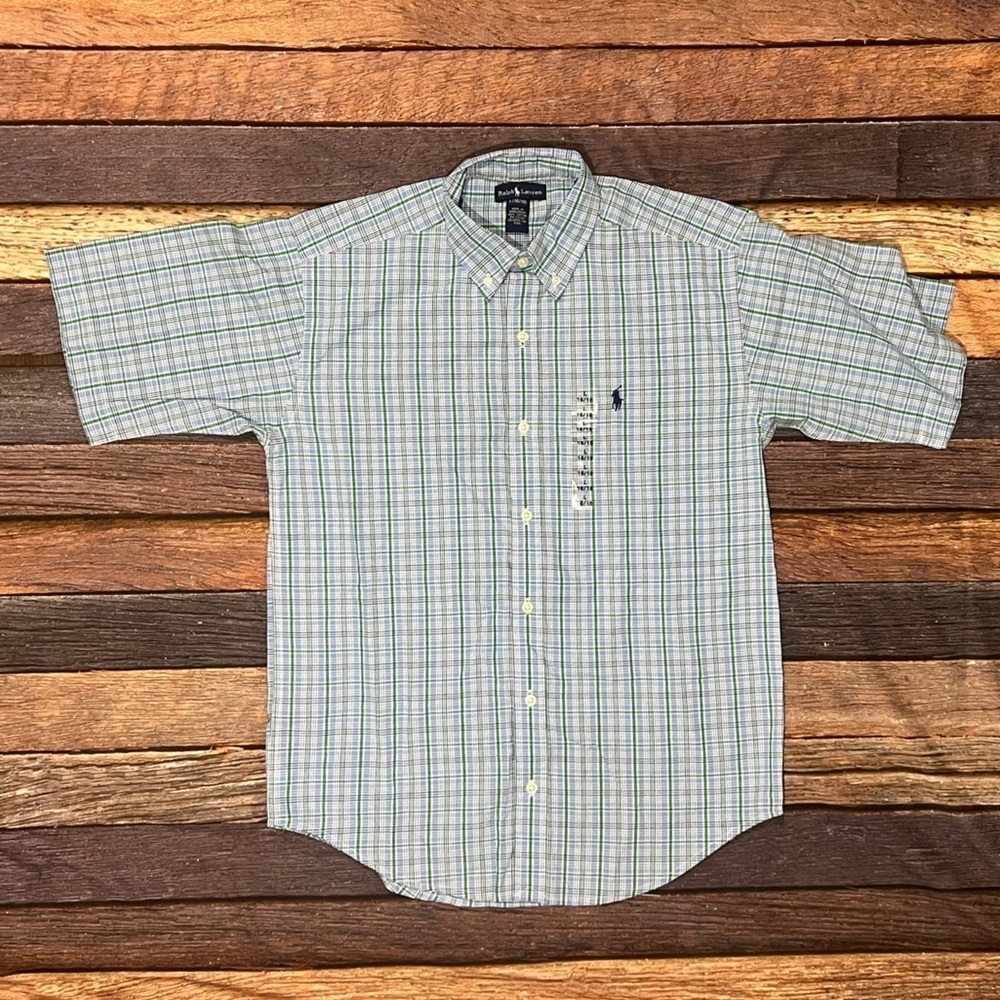 Polo Ralph Lauren Checkered New Boys Kids Youth Preppy Short Sleeve Shirt